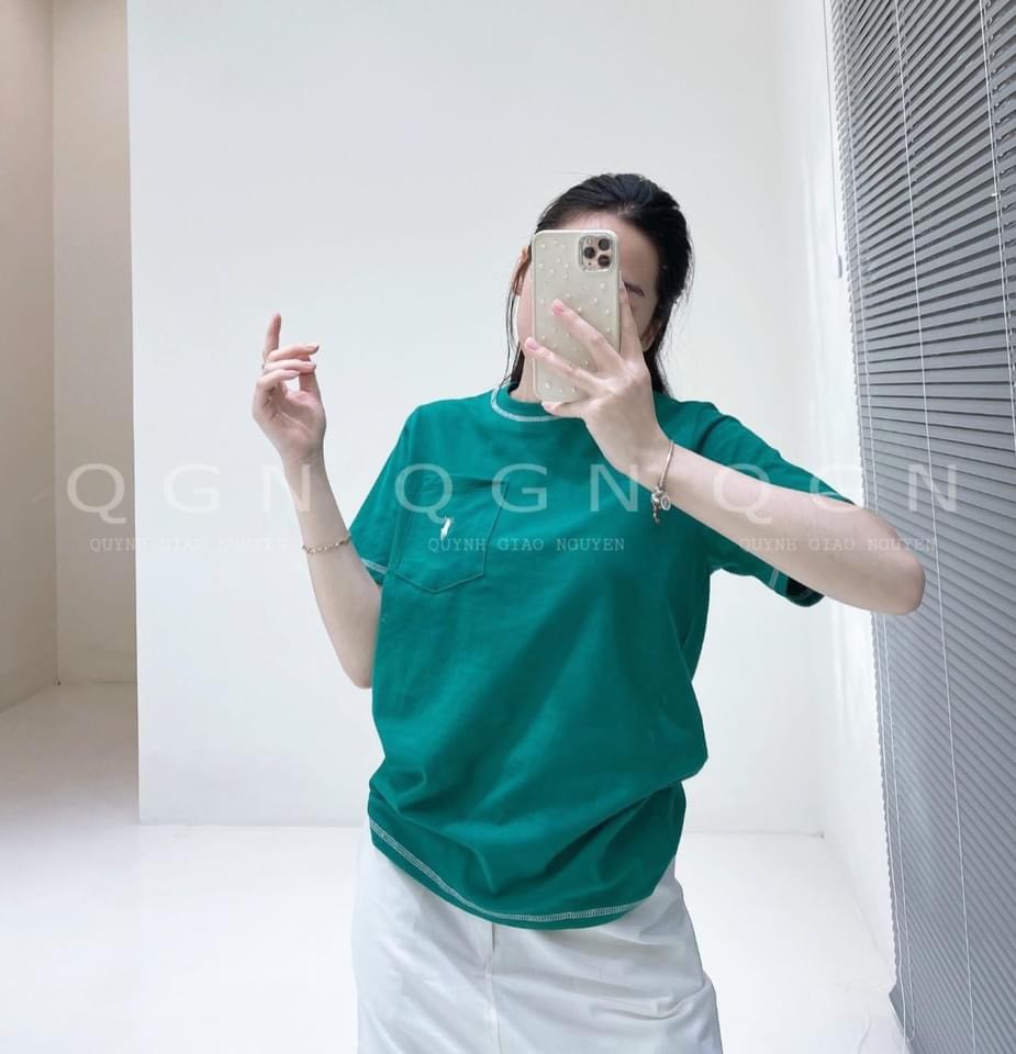 Sét 3 Áo Phông Xanh Trắng Kẻ Thêu Ngựa