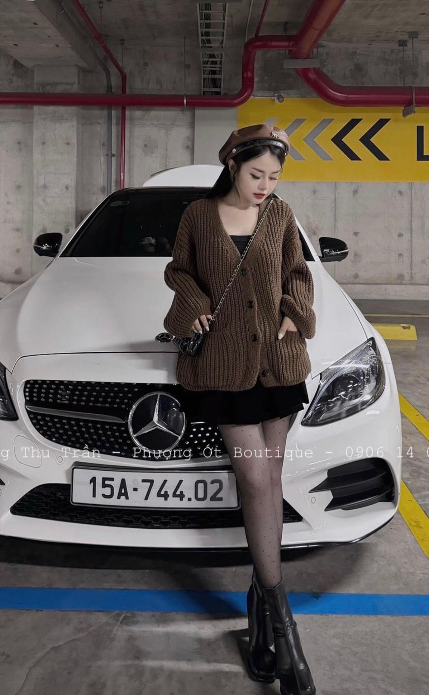 Áo len CDG nâu hàng qc dáng rộng