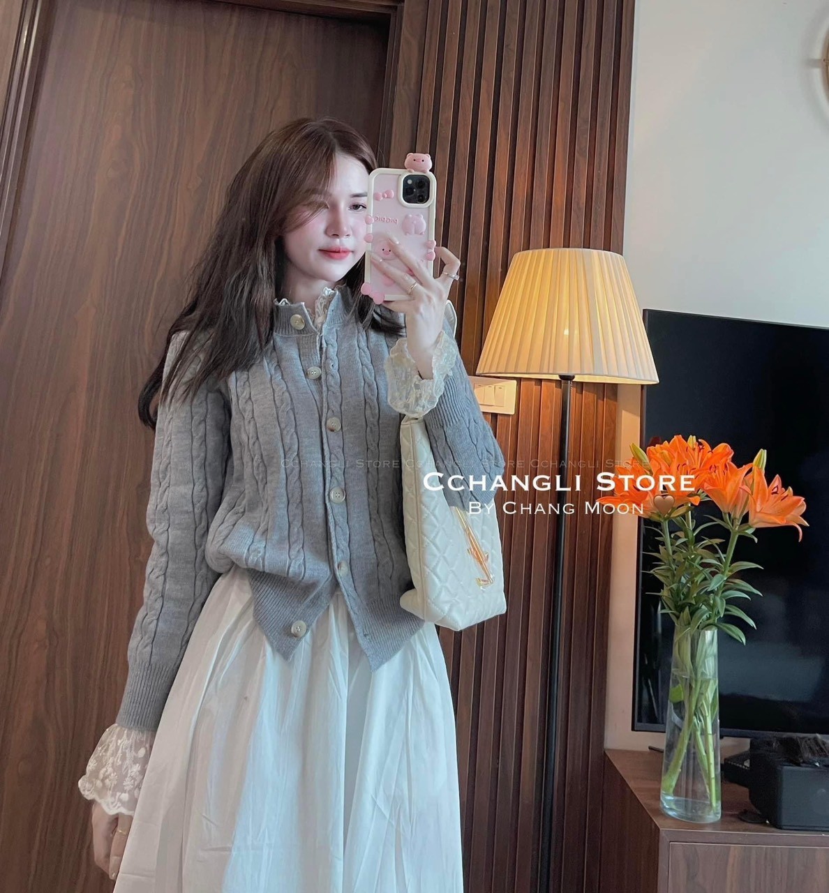 Áo Ren Phối Lưới Mỏng Tay Loe