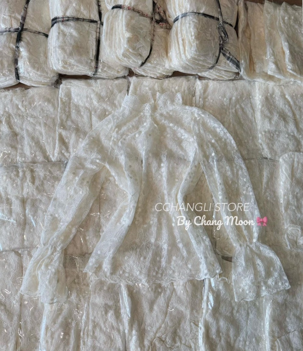 Áo Ren Phối Lưới Mỏng Tay Loe