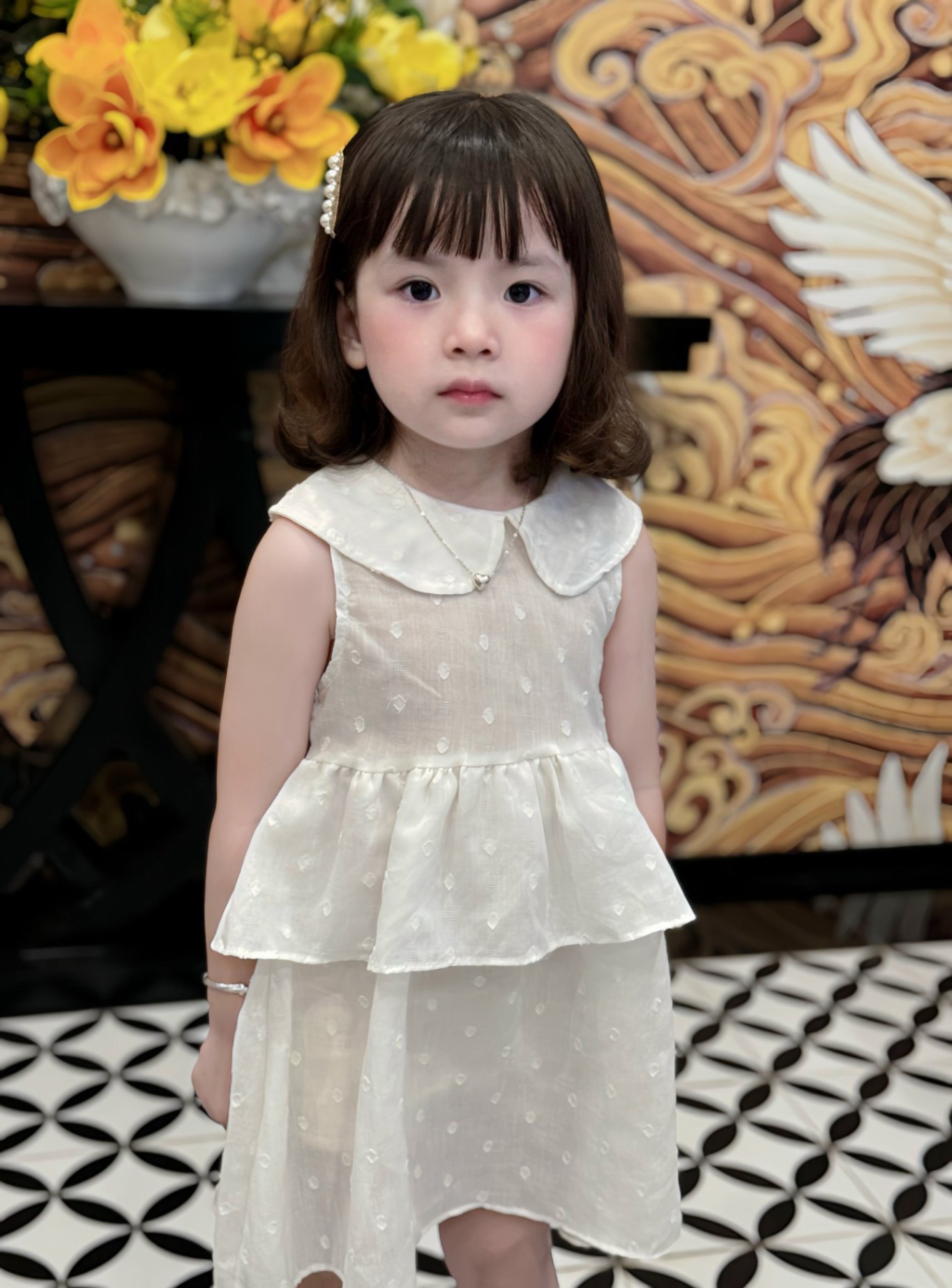 Váy thô trắng thêu xinh cho bé gái - Freeship - Shop Mẹ Cốm | VTC Pay
