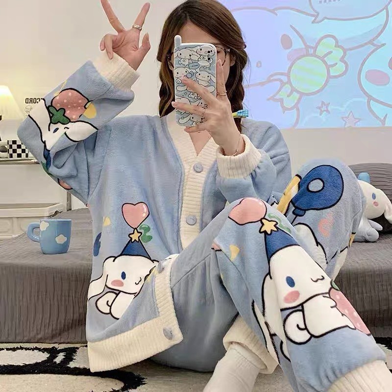 Bộ Ngủ Vải Lông Cừu San Hô Họa Tiết HH