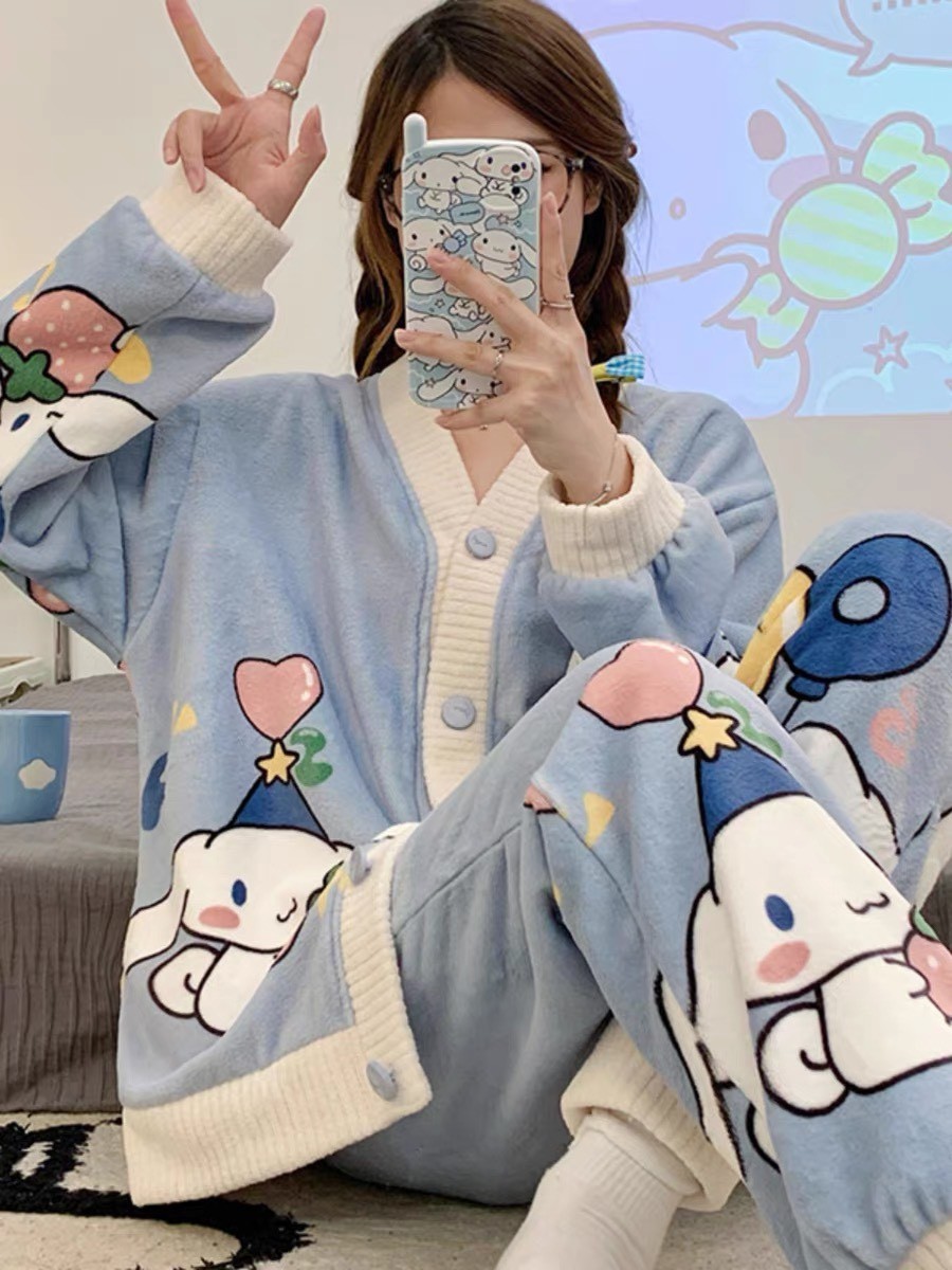 Bộ Ngủ Vải Lông Cừu San Hô Họa Tiết HH