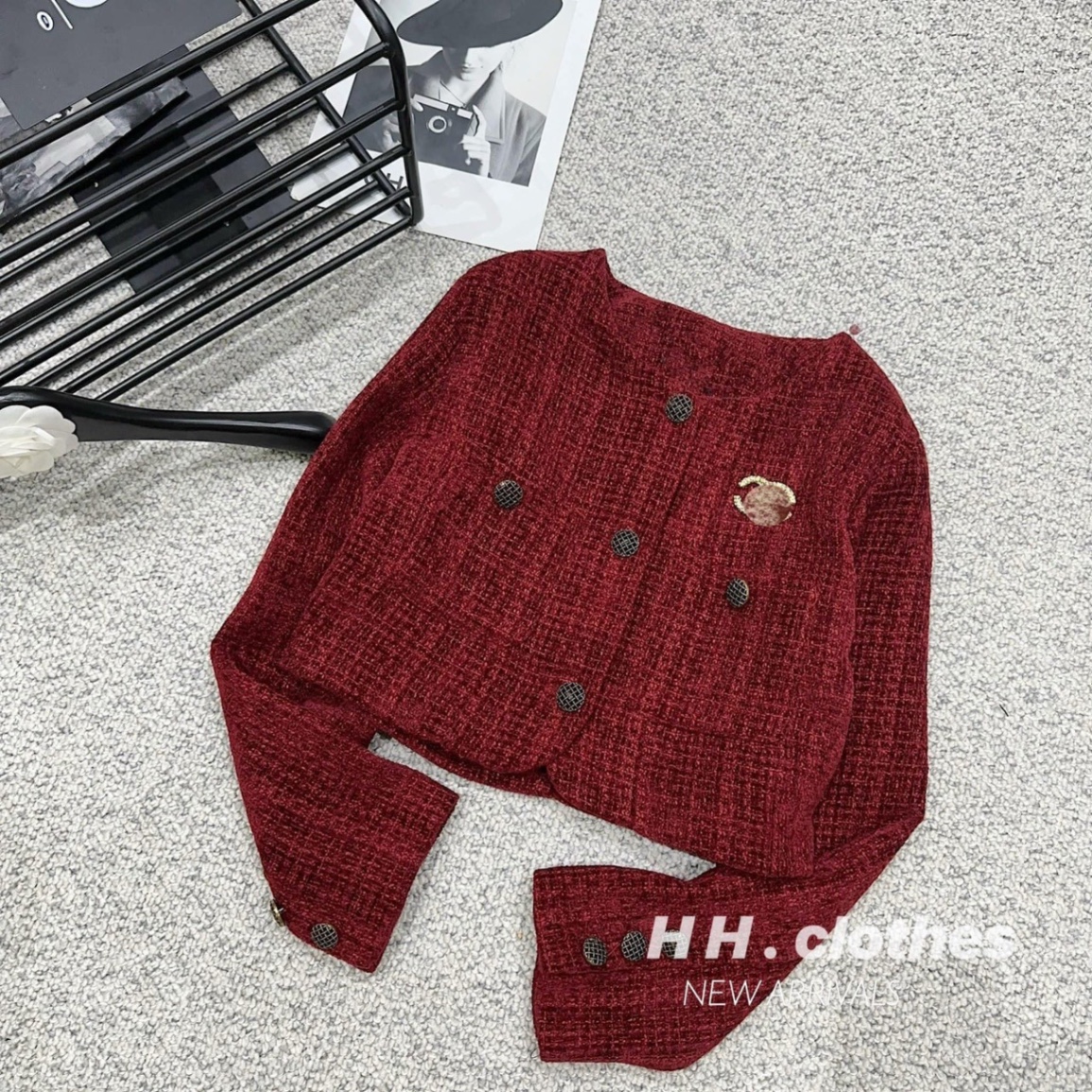 Áo Dạ Tweed Đỏ Kèm Tag Chanle