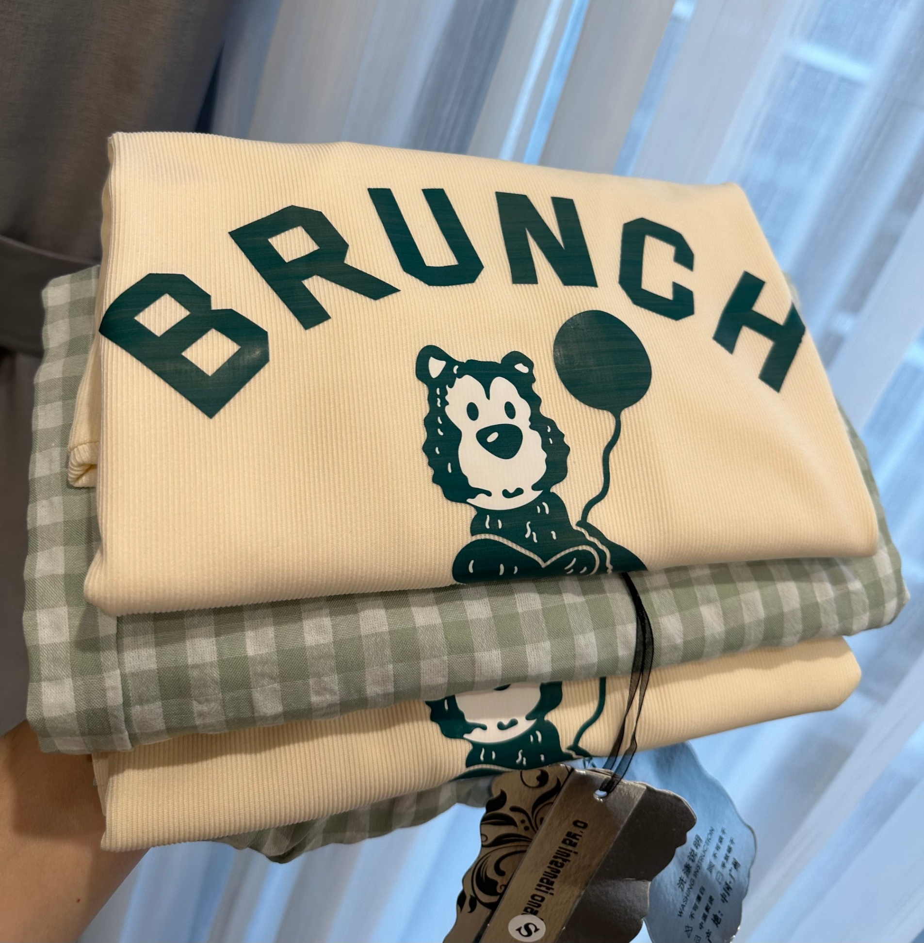 Bộ Quần Kẻ Xanh Áo Brunch