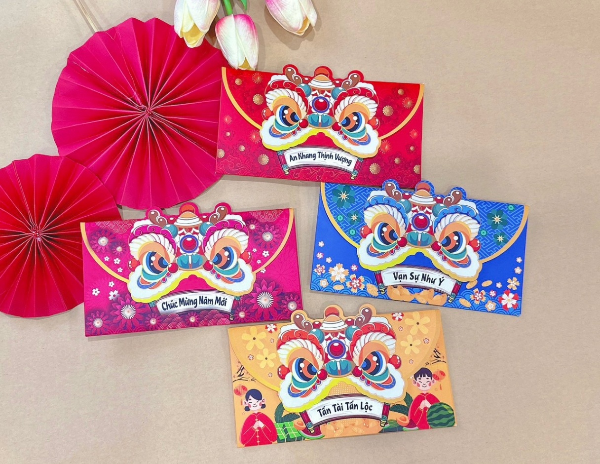Set 40 lì xì rồng vàng bản Việt