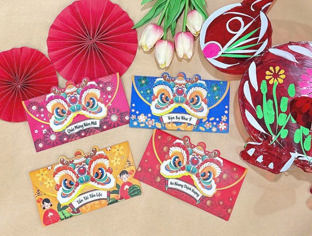 Set 40 lì xì rồng vàng bản Việt