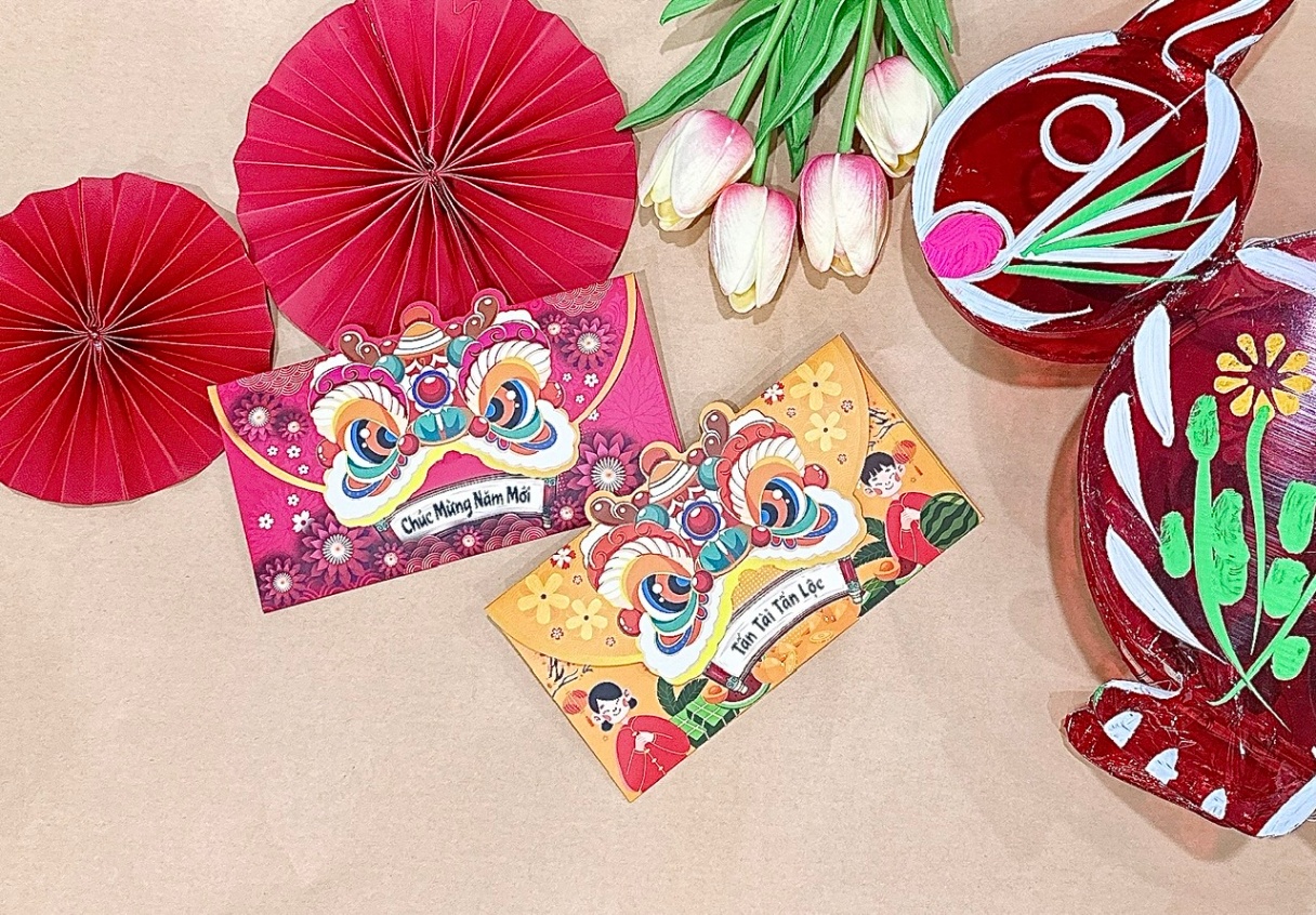 Set 40 lì xì rồng vàng bản Việt