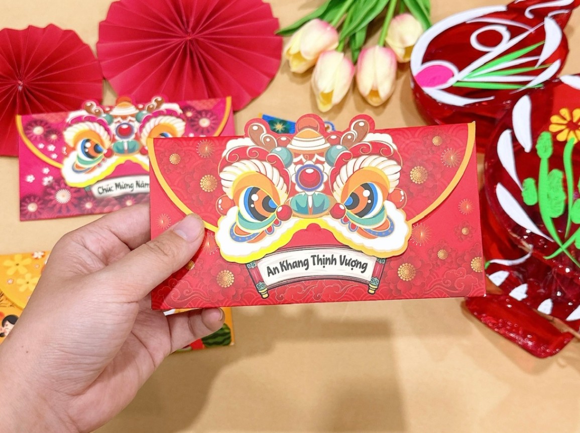 Set 40 lì xì rồng vàng bản Việt