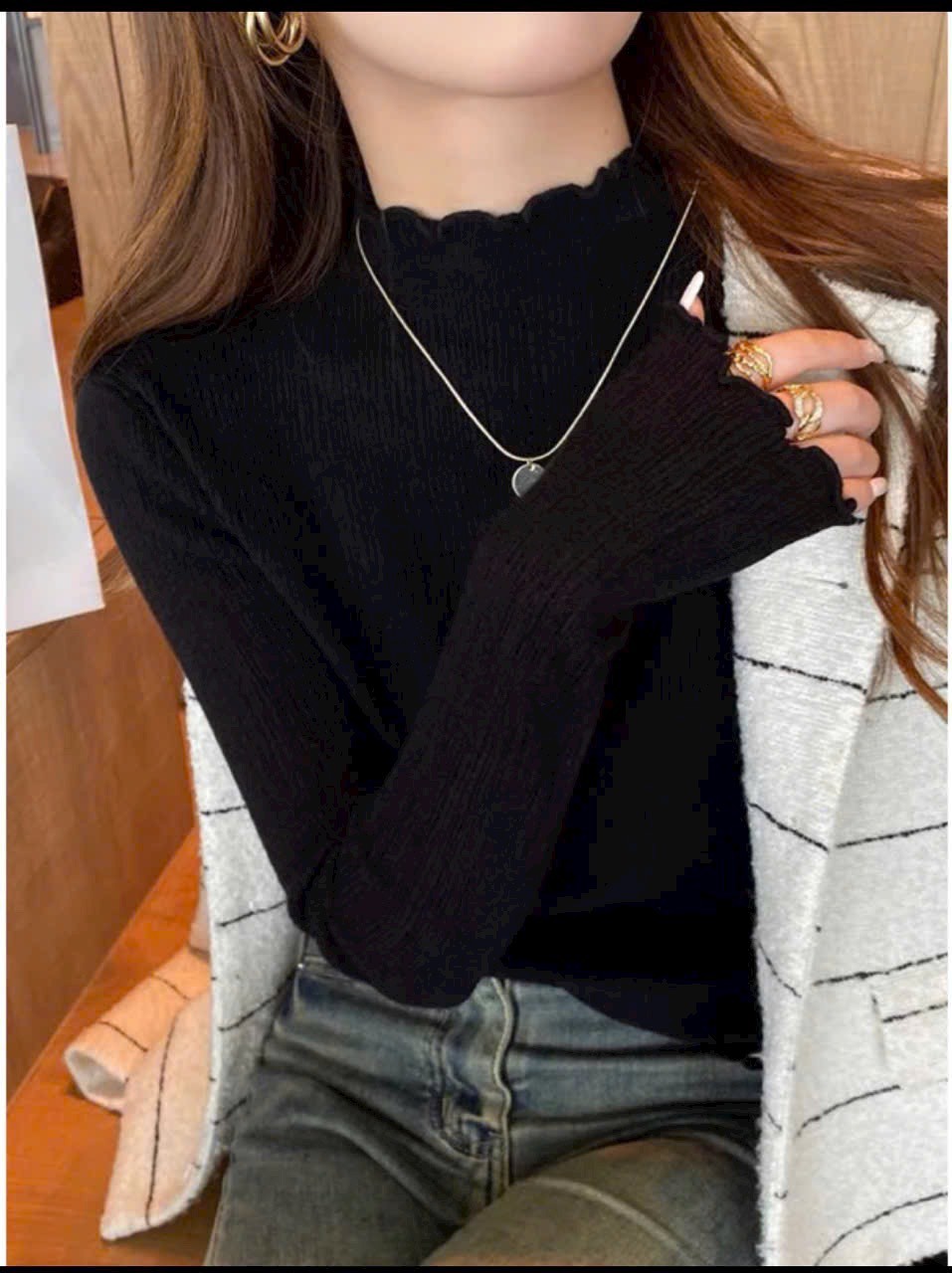 Sét 3 Áo Zip Lông Nữ Cổ Lọ