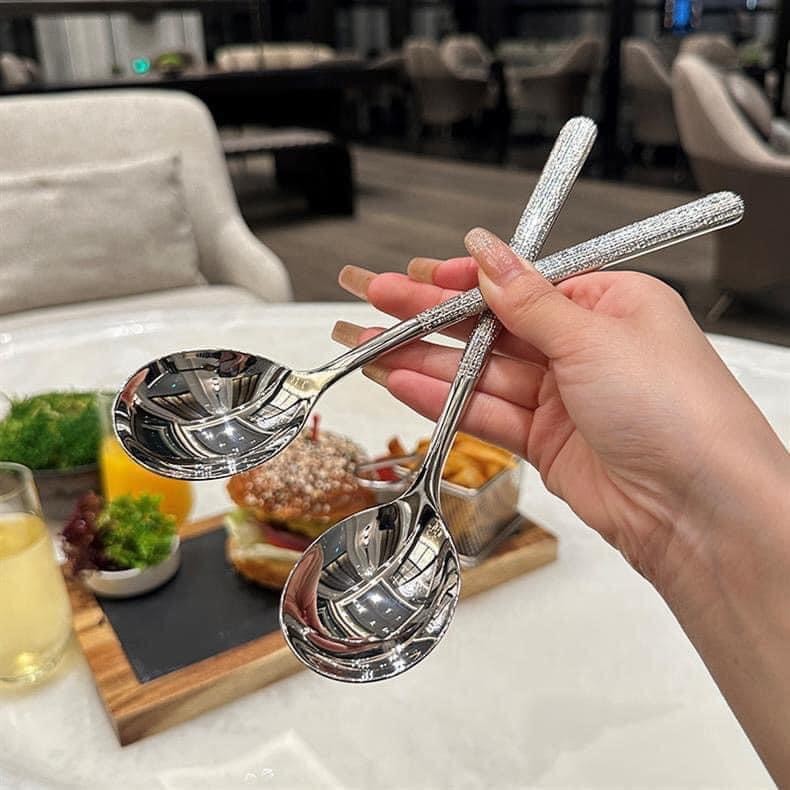 set 10 thìa bạc vân chìm Luxury