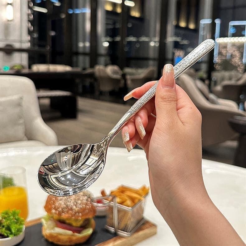 set 10 thìa bạc vân chìm Luxury