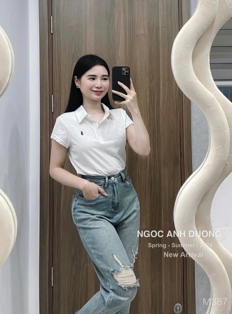 Set 2 Áo Polo Đen Trắng Thêu Ngựa