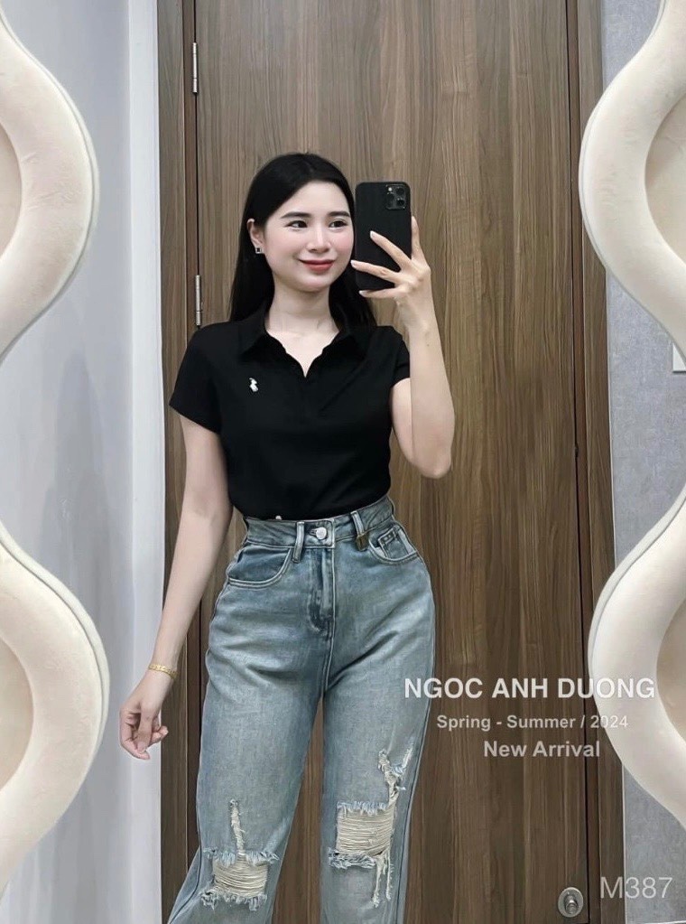 Set 2 Áo Polo Đen Trắng Thêu Ngựa