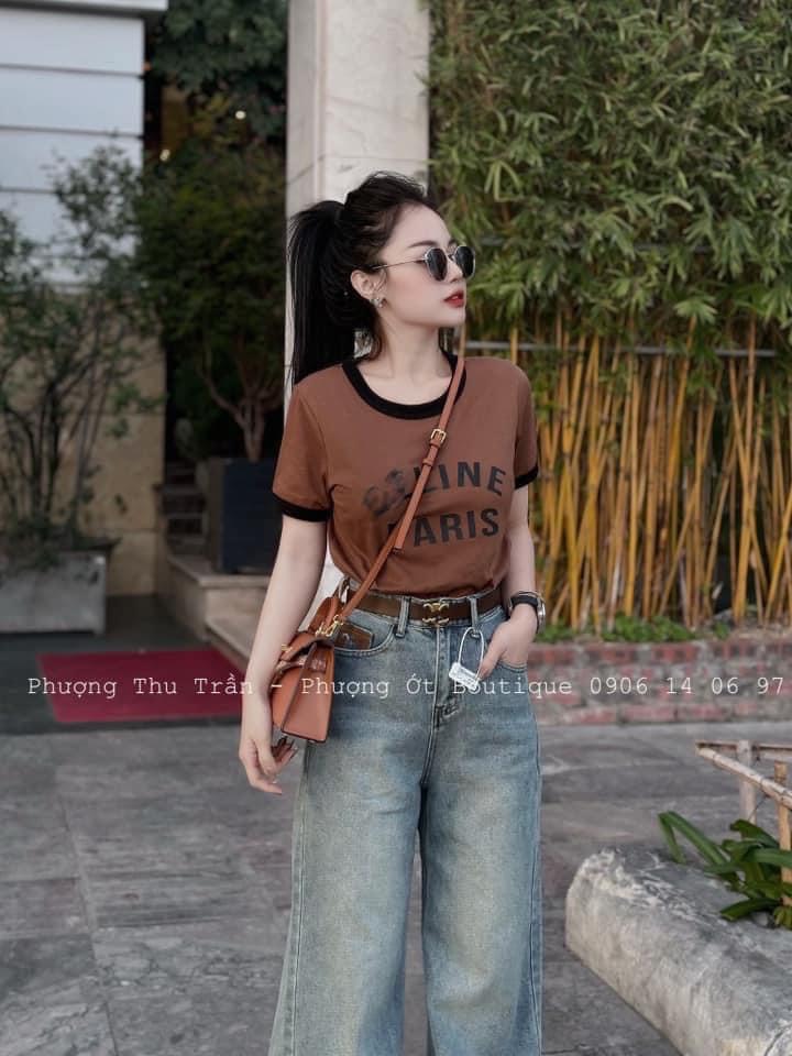 Quần Jeans Suông Túi Nâu Thêu