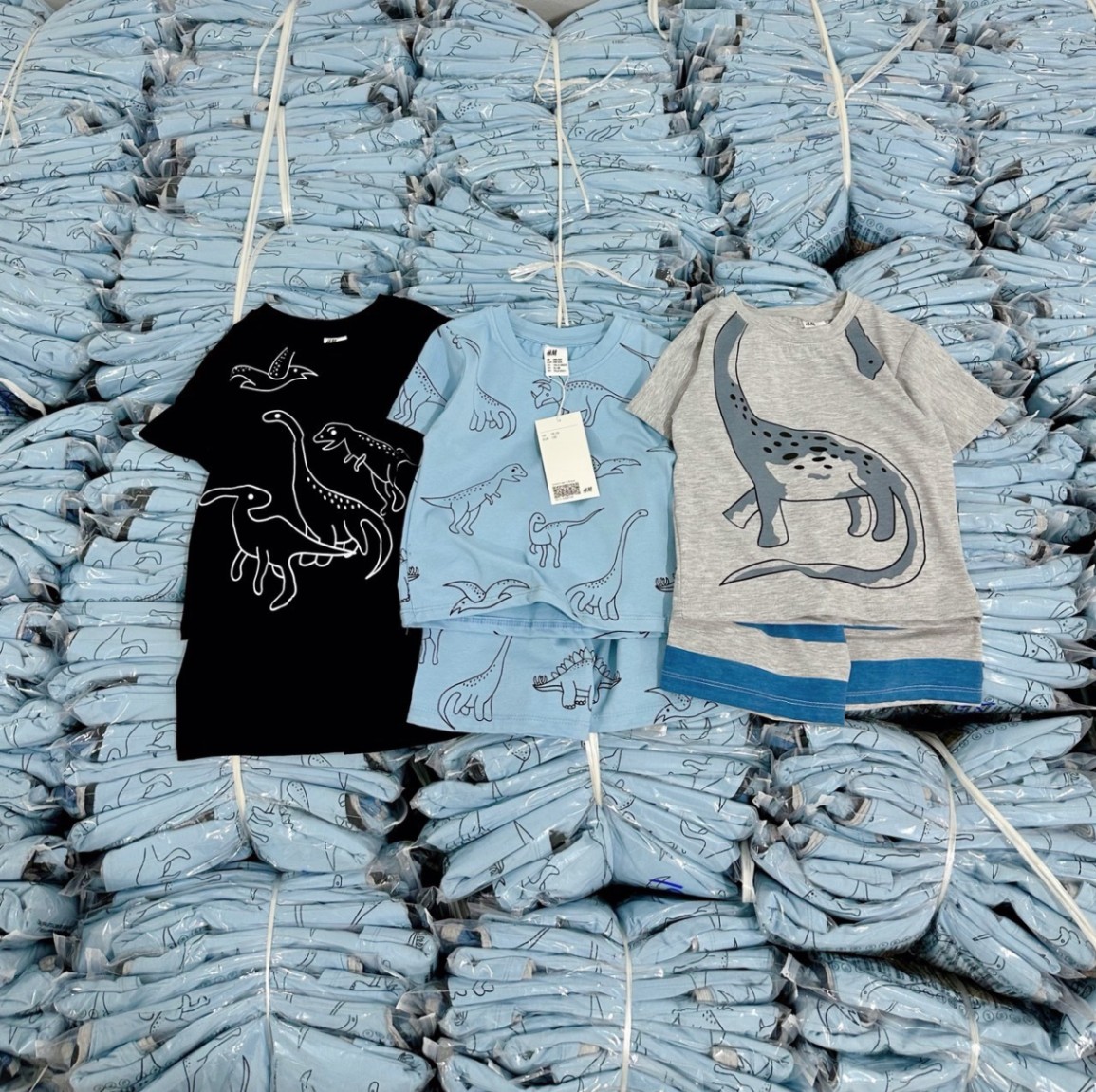 Sét 3 Bộ Cộc Khủng Long Cotton 4C Cho Bé