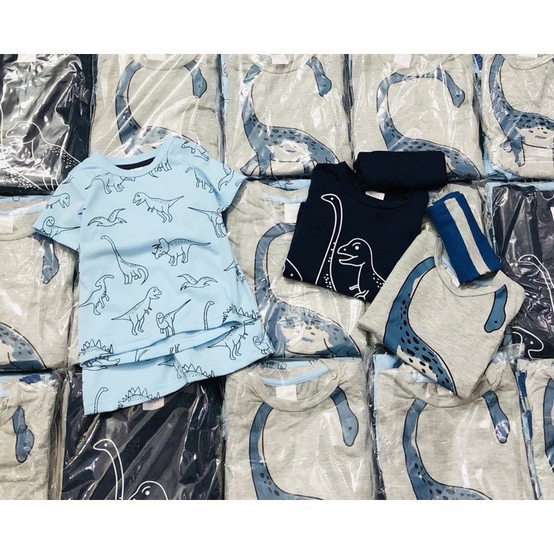 Sét 3 Bộ Cộc Khủng Long Cotton 4C Cho Bé