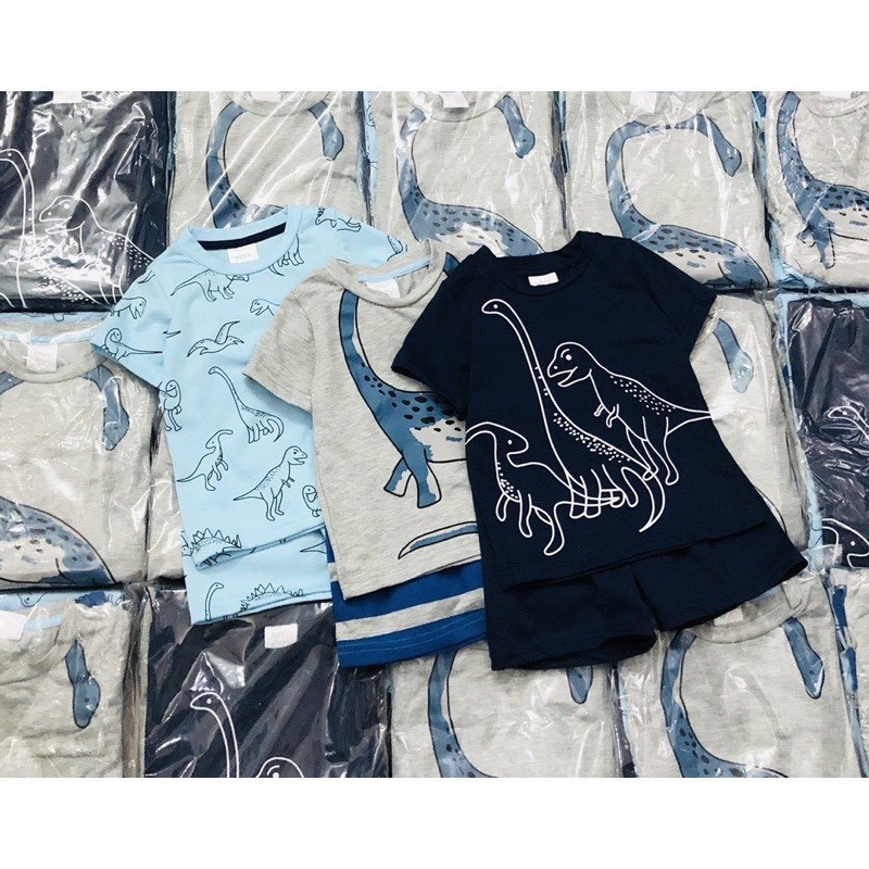 Sét 3 Bộ Cộc Khủng Long Cotton 4C Cho Bé