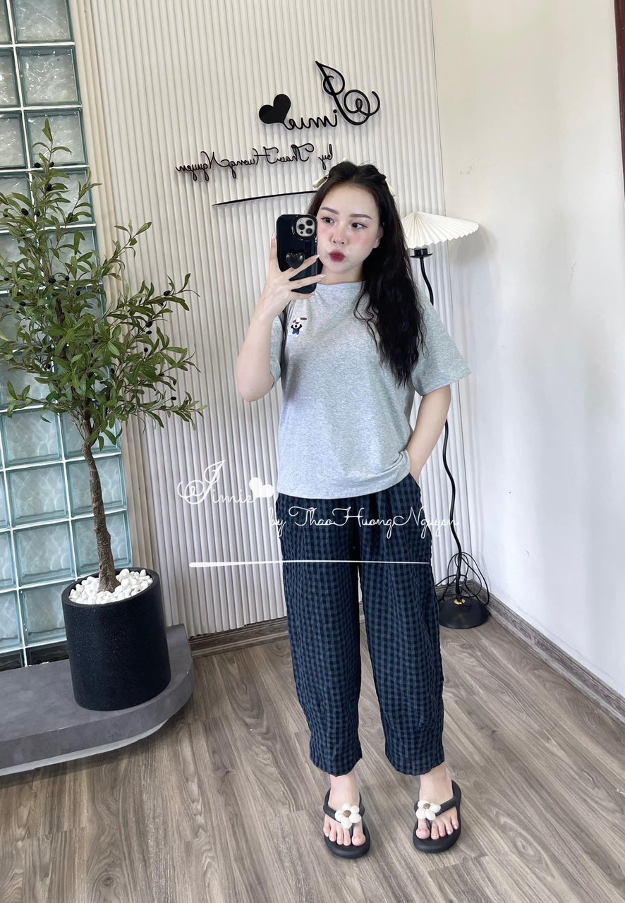 Bộ Quần Kẻ Thêu Whoau 4 Màu