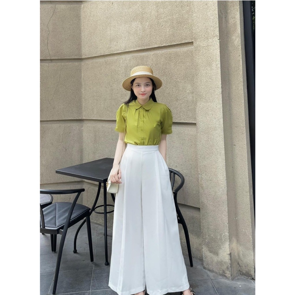 Áo SM GU Li Xếp Cổ Sen