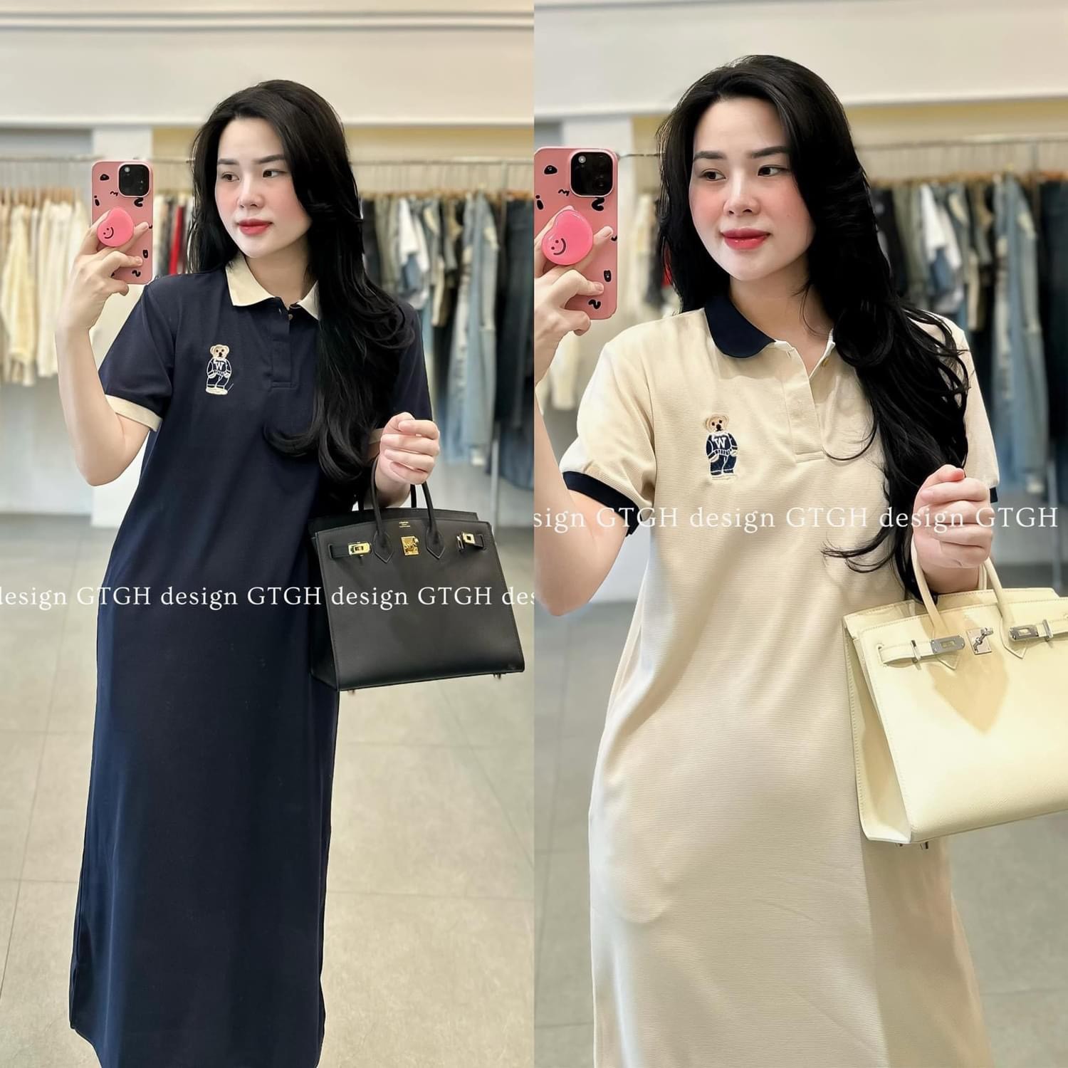 Váy Polo Thêu Gấu 2 Màu