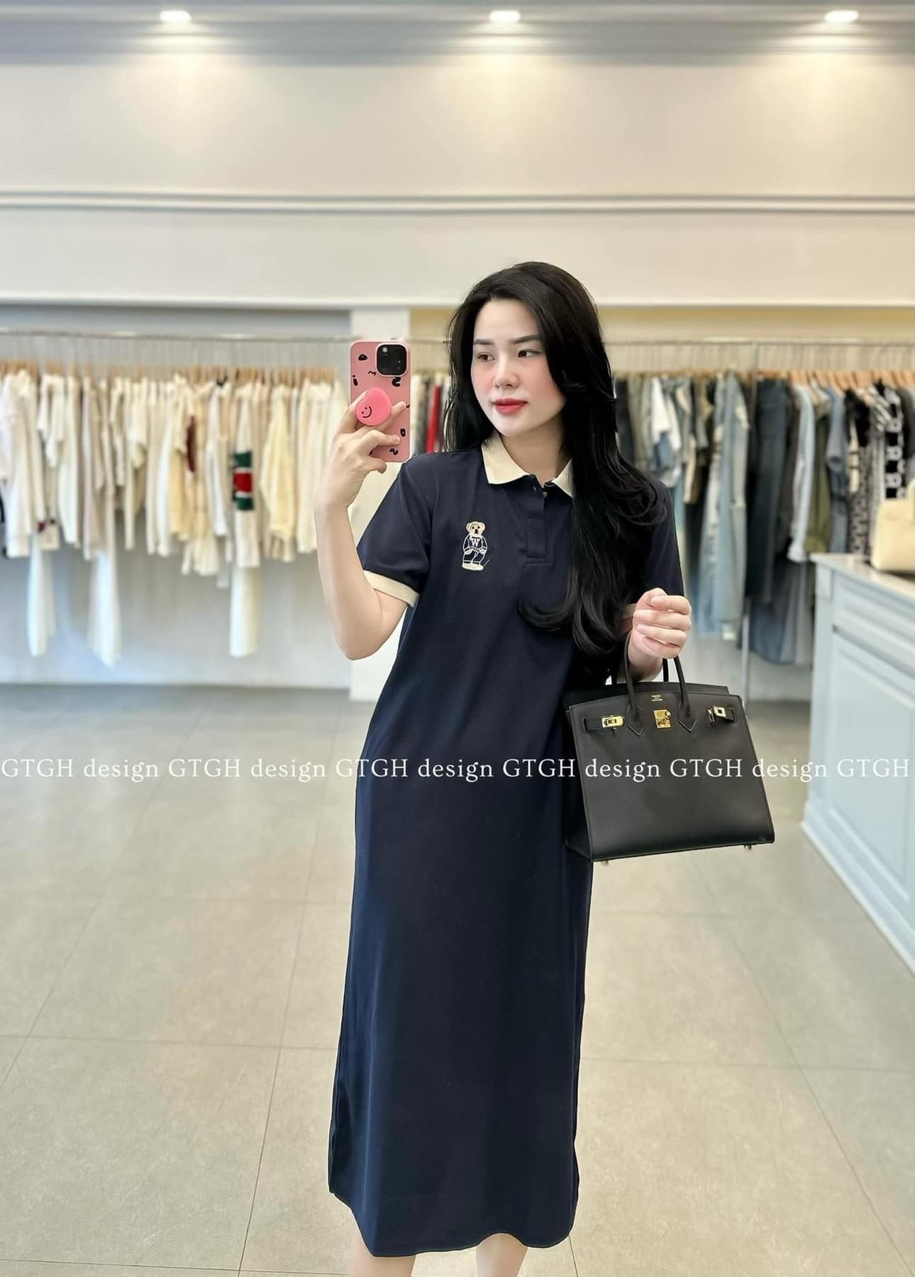 Váy Polo Thêu Gấu 2 Màu