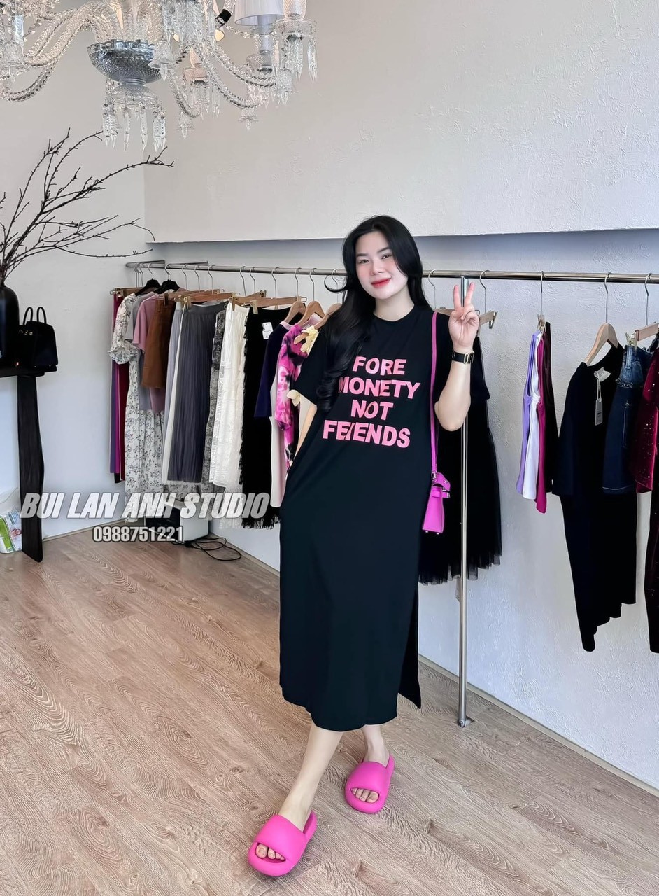 Váy Suông 2 Màu In Chữ