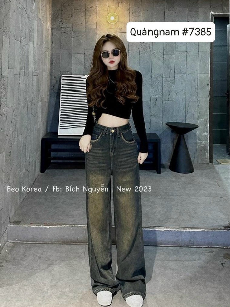 Quần Jeans Suông Rách Túi 5038