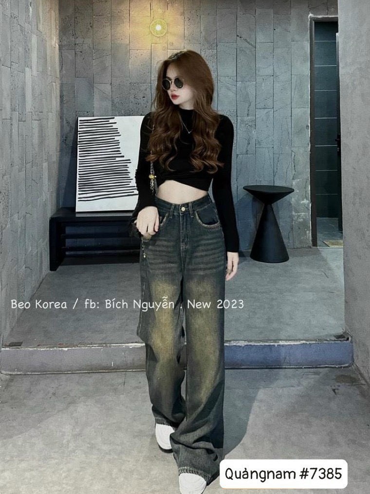Quần Jeans Suông Rách Túi 5038