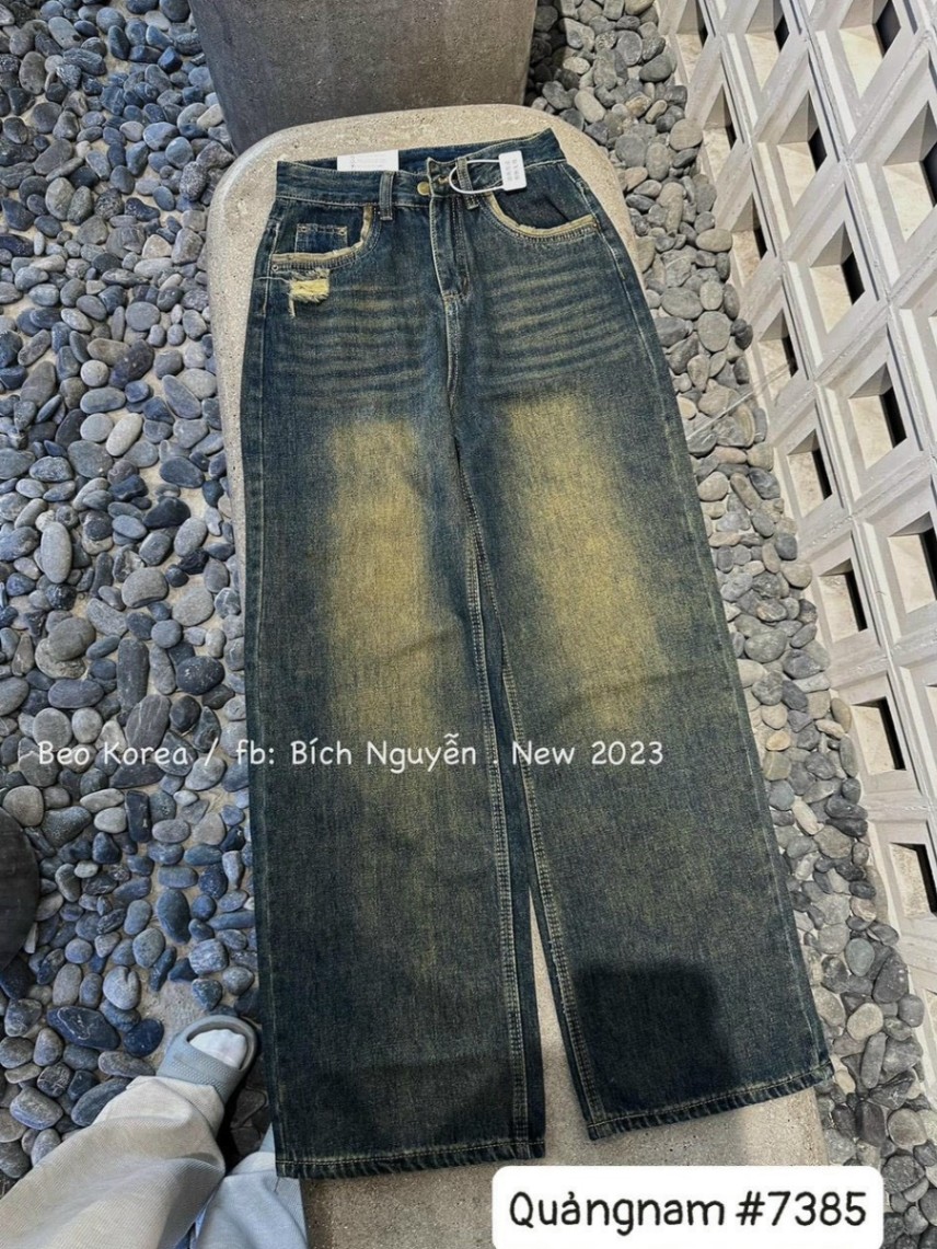 Quần Jeans Suông Rách Túi 5038