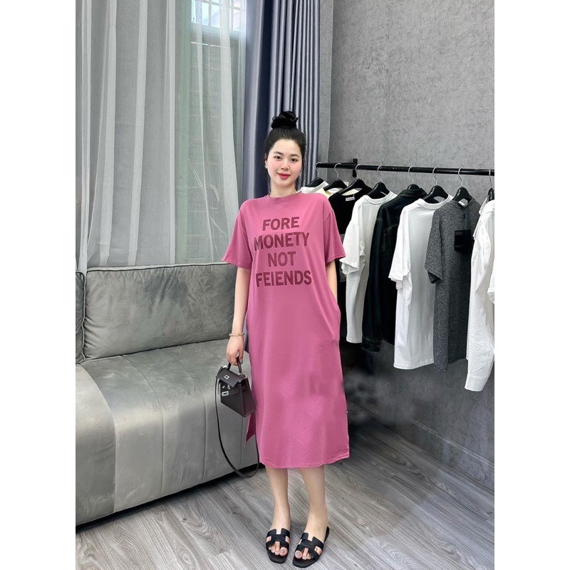 Váy Suông 2 Màu In Chữ