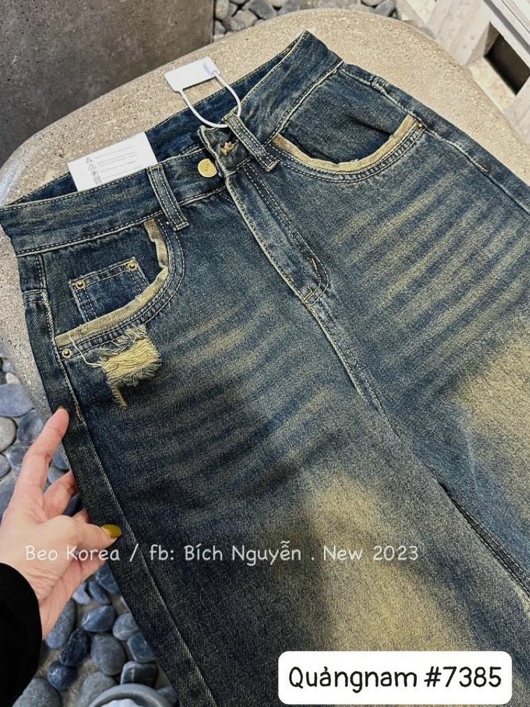 Quần Jeans Suông Rách Túi 5038