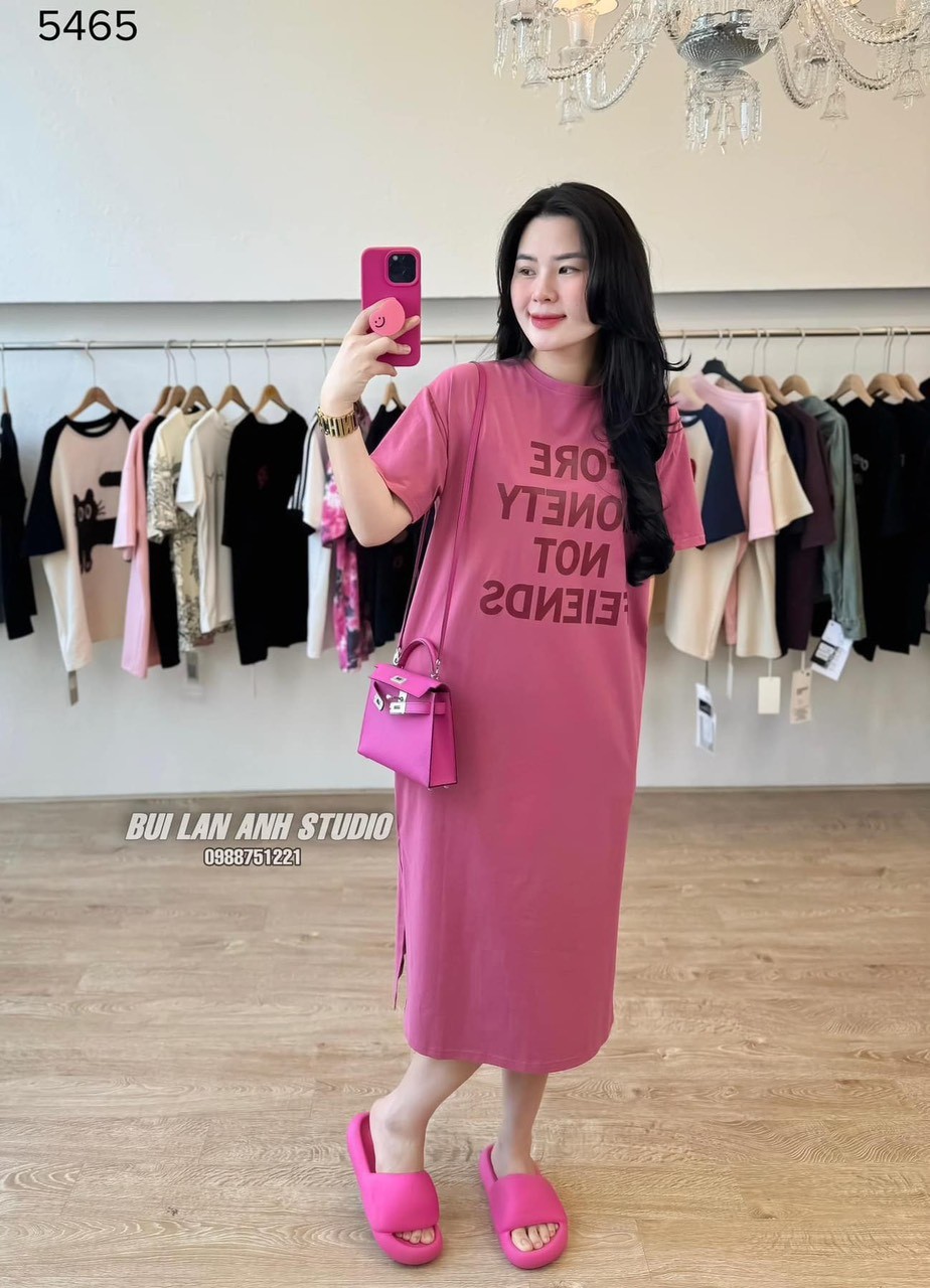 Váy Suông 2 Màu In Chữ