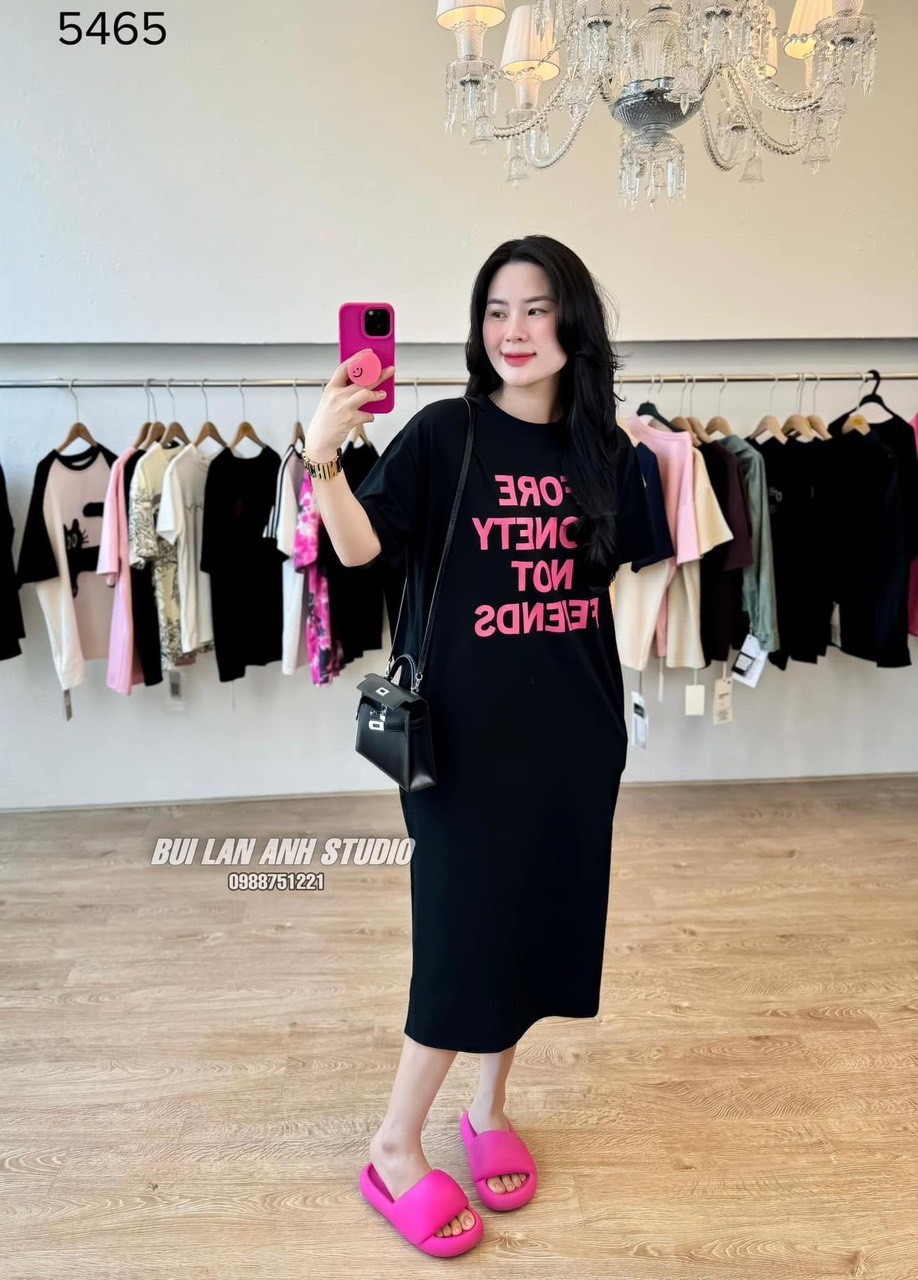 Váy Suông 2 Màu In Chữ