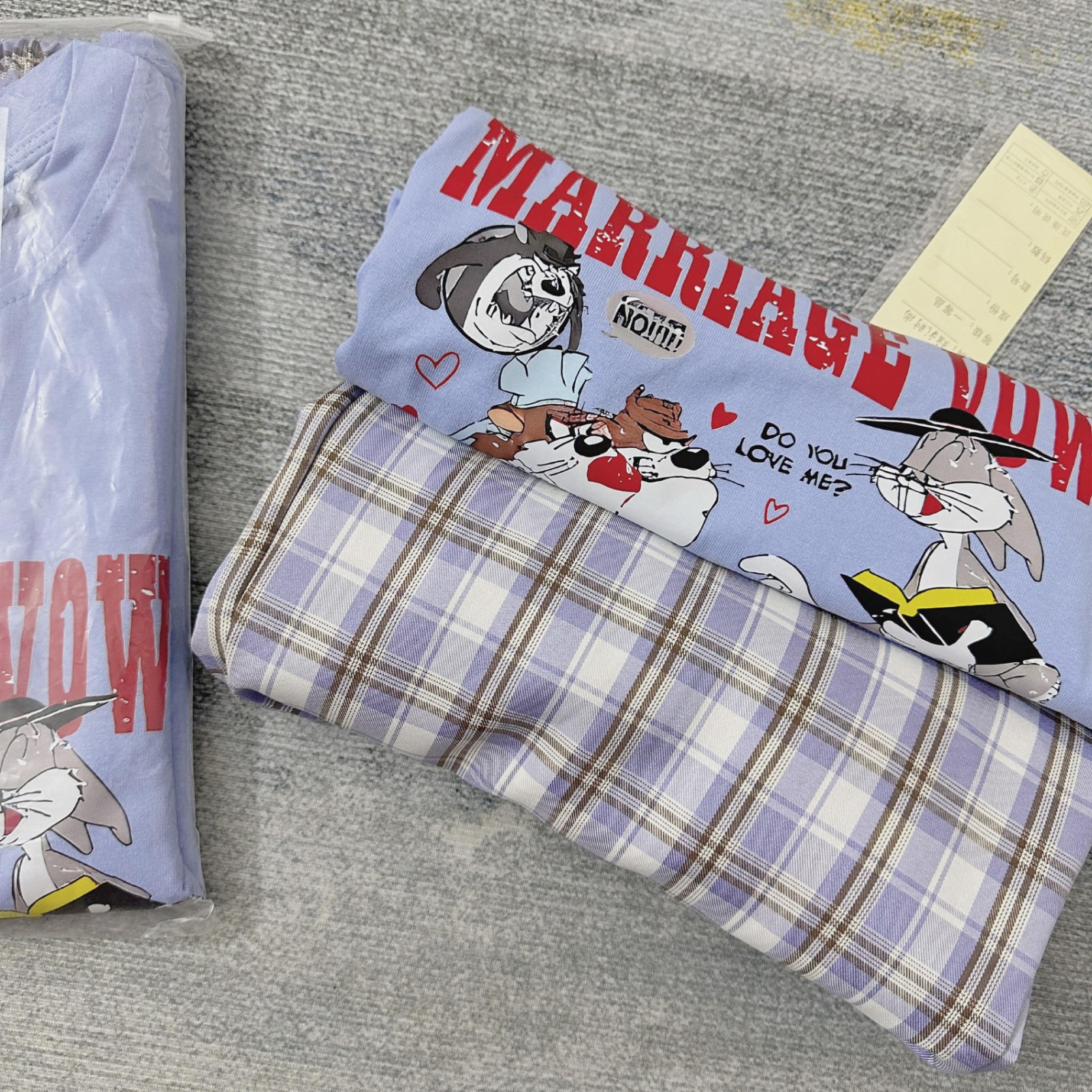 Bộ Quần Kẻ Xanh Áo Tom & Jerry