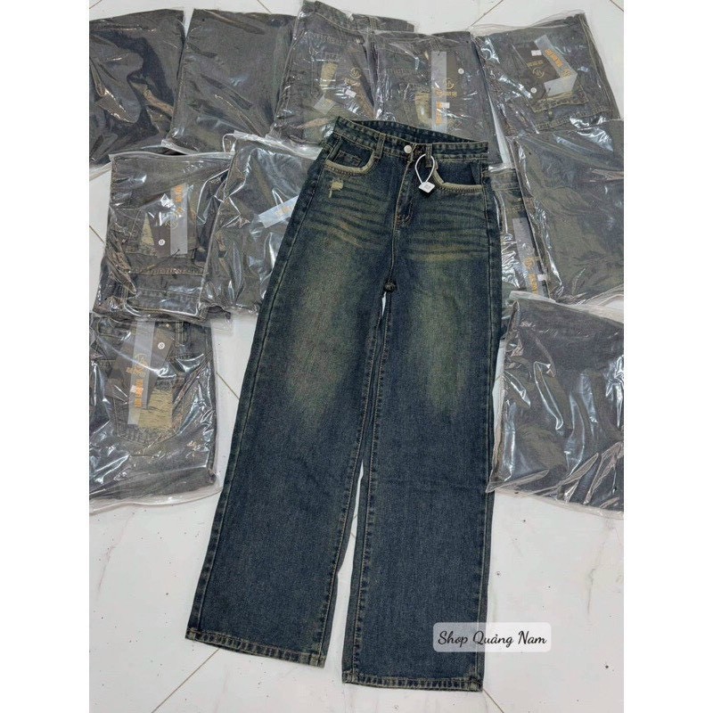 Quần Jeans Suông Rách Túi 5038