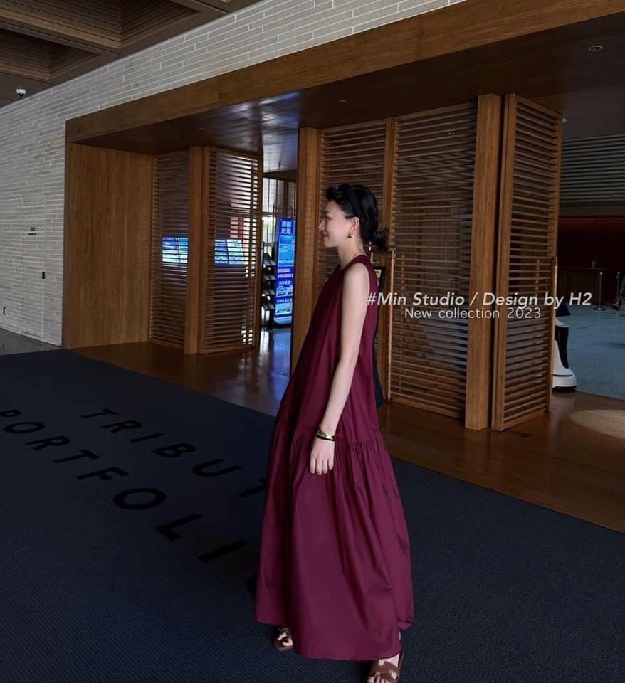 Váy Maxi Thô Đỏ Sát Nách
