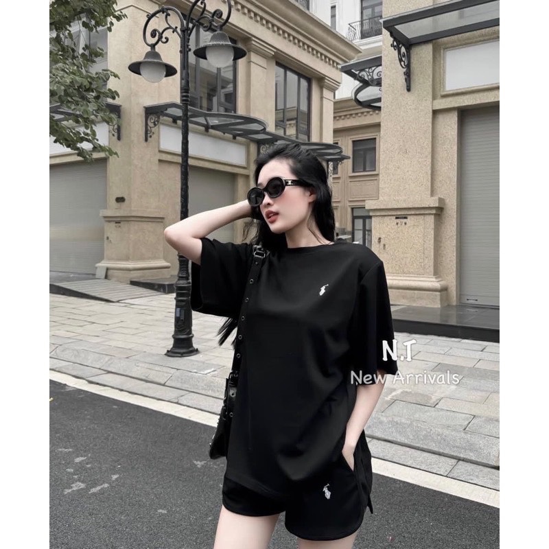 Bộ Cộc Trơn Thêu Ngựa 2 Màu