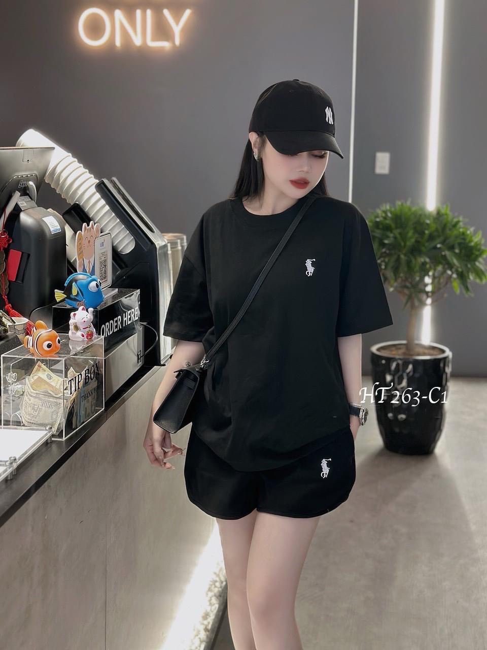 Bộ Cộc Trơn Thêu Ngựa 2 Màu