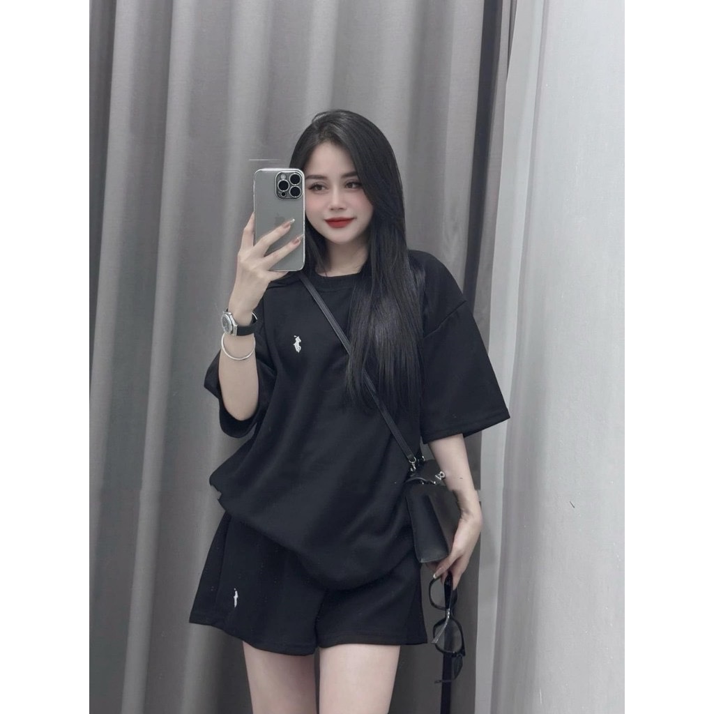 Bộ Cộc Trơn Thêu Ngựa 2 Màu