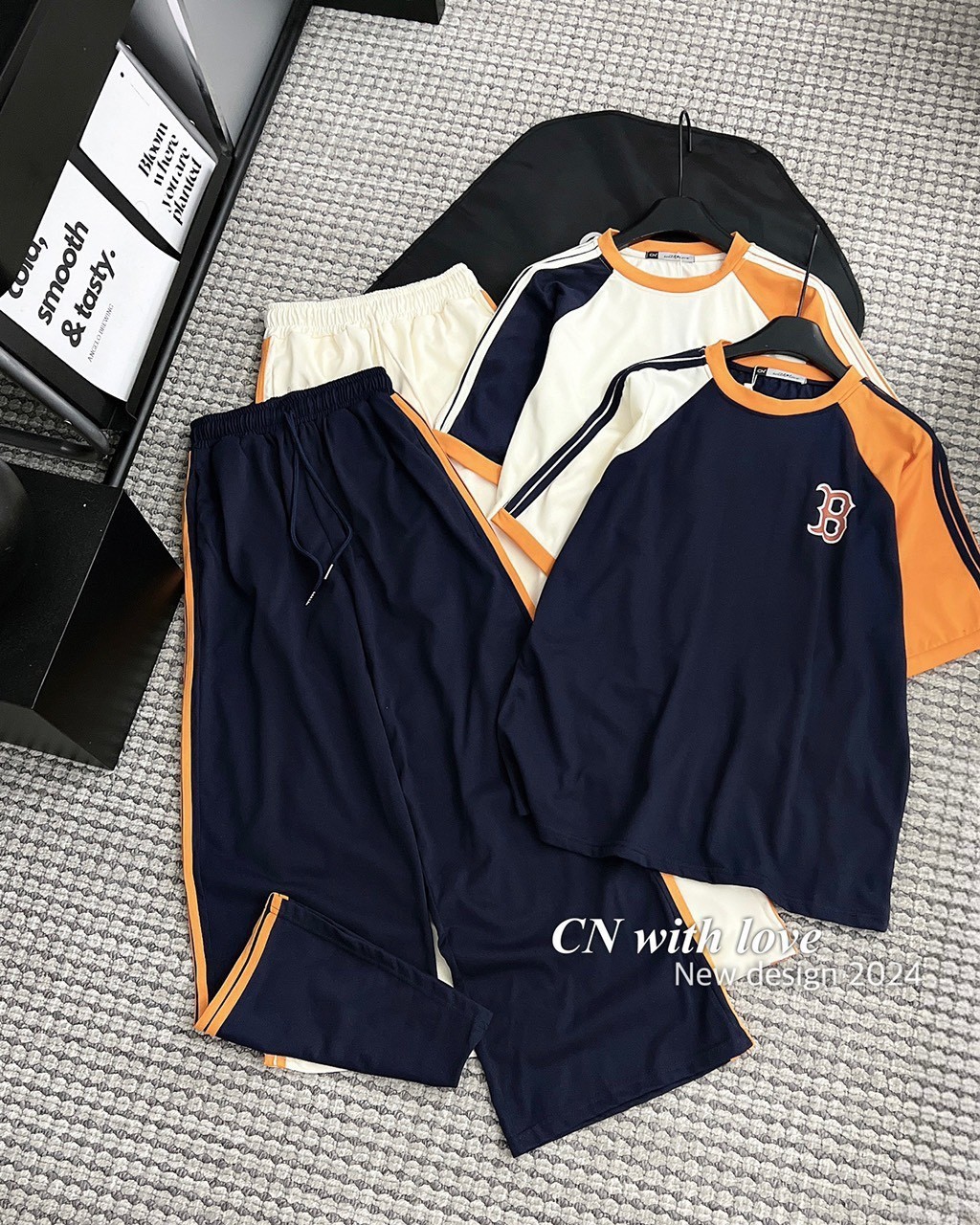 Bộ Cotton Tàu Phối Quần Suông Chữ B