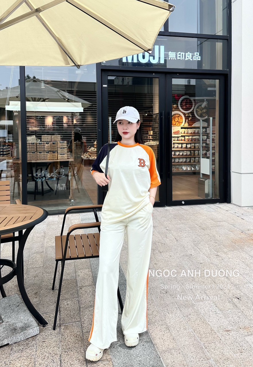Bộ Cotton Tàu Phối Quần Suông Chữ B