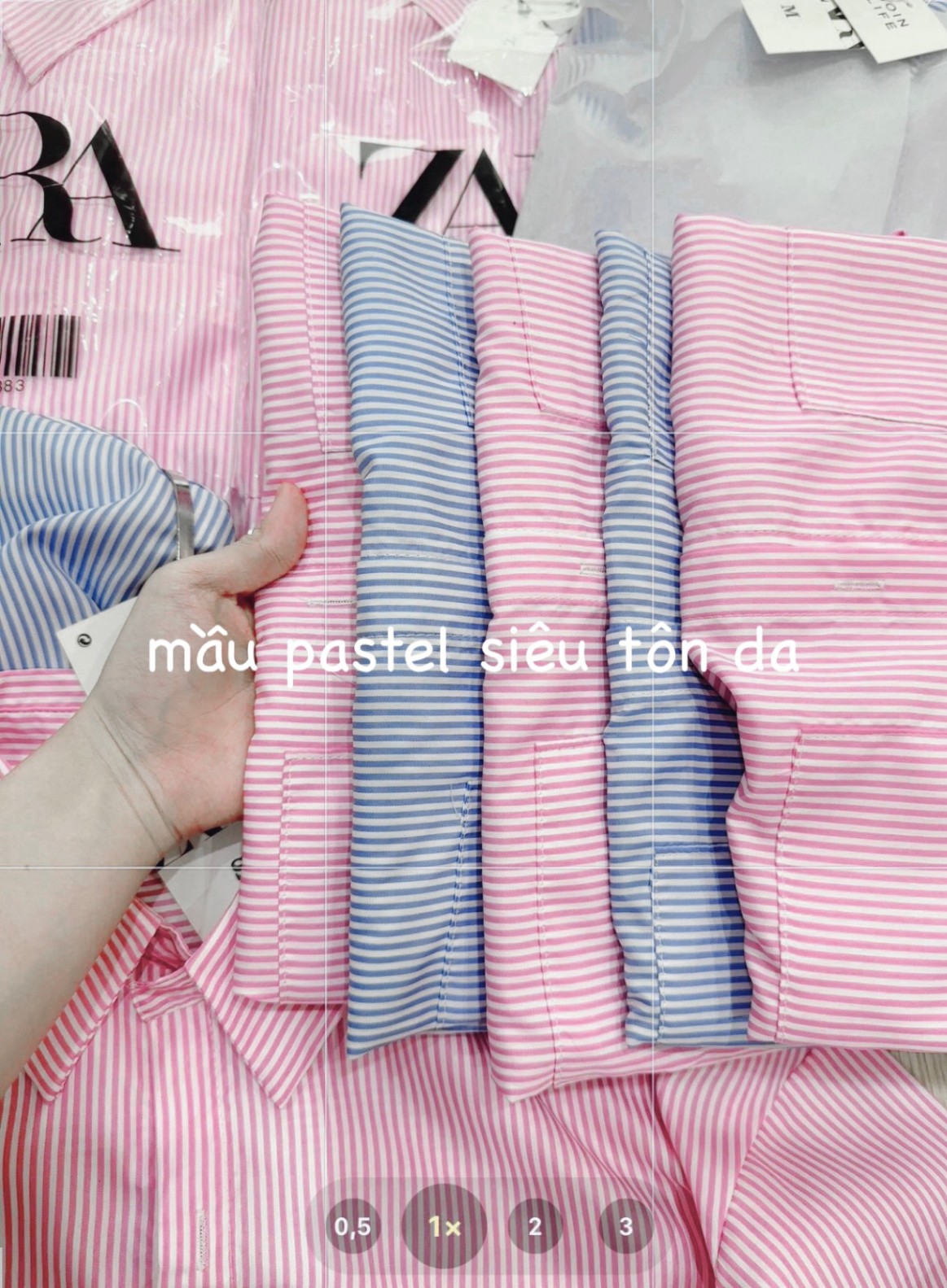 Áo Sơ Mi Zara Kẻ 2 Túi 2 Màu