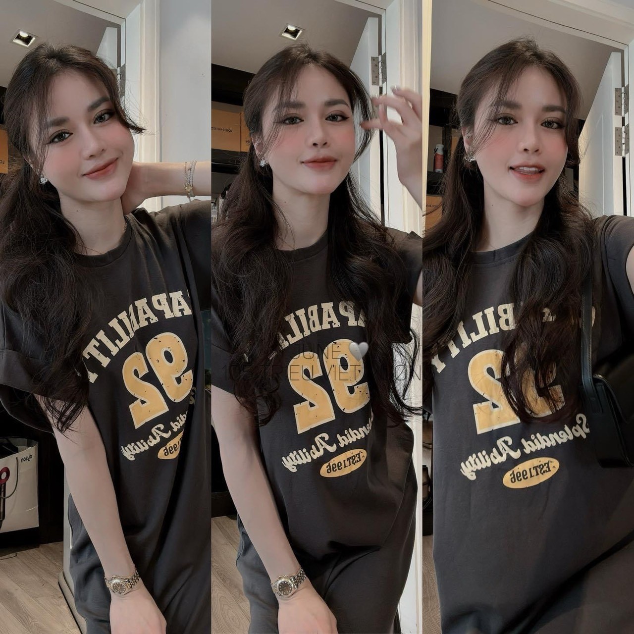 Váy Xám Suông In Số 92
