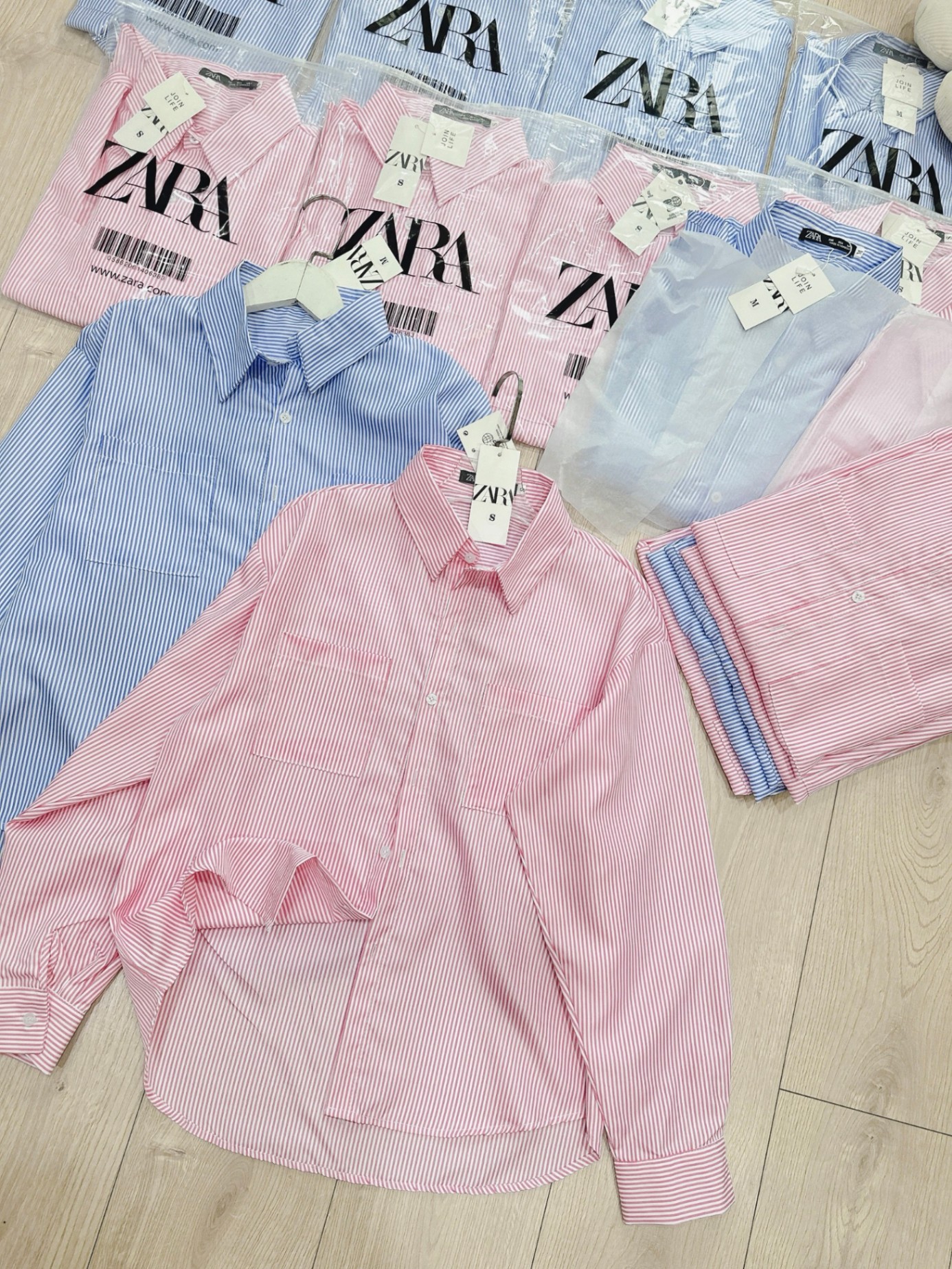 Áo Sơ Mi Zara Kẻ 2 Túi 2 Màu
