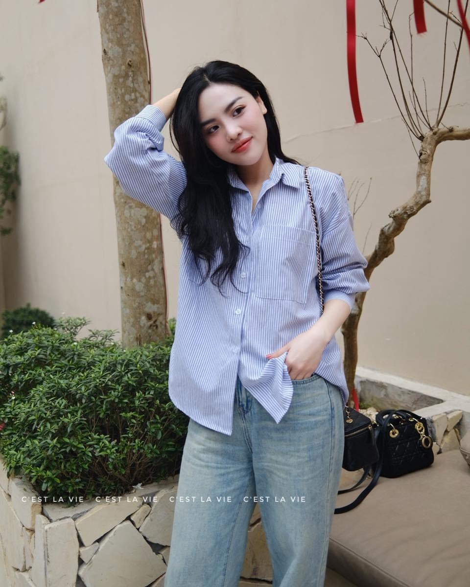 Áo Sơ Mi Zara Kẻ 2 Túi 2 Màu