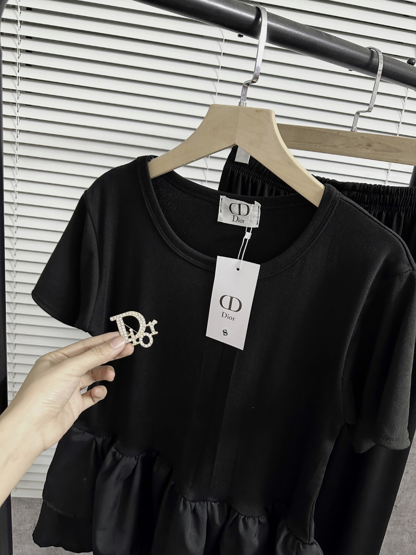 Bộ Quần Suông Áo Babydoll Phối Tơ