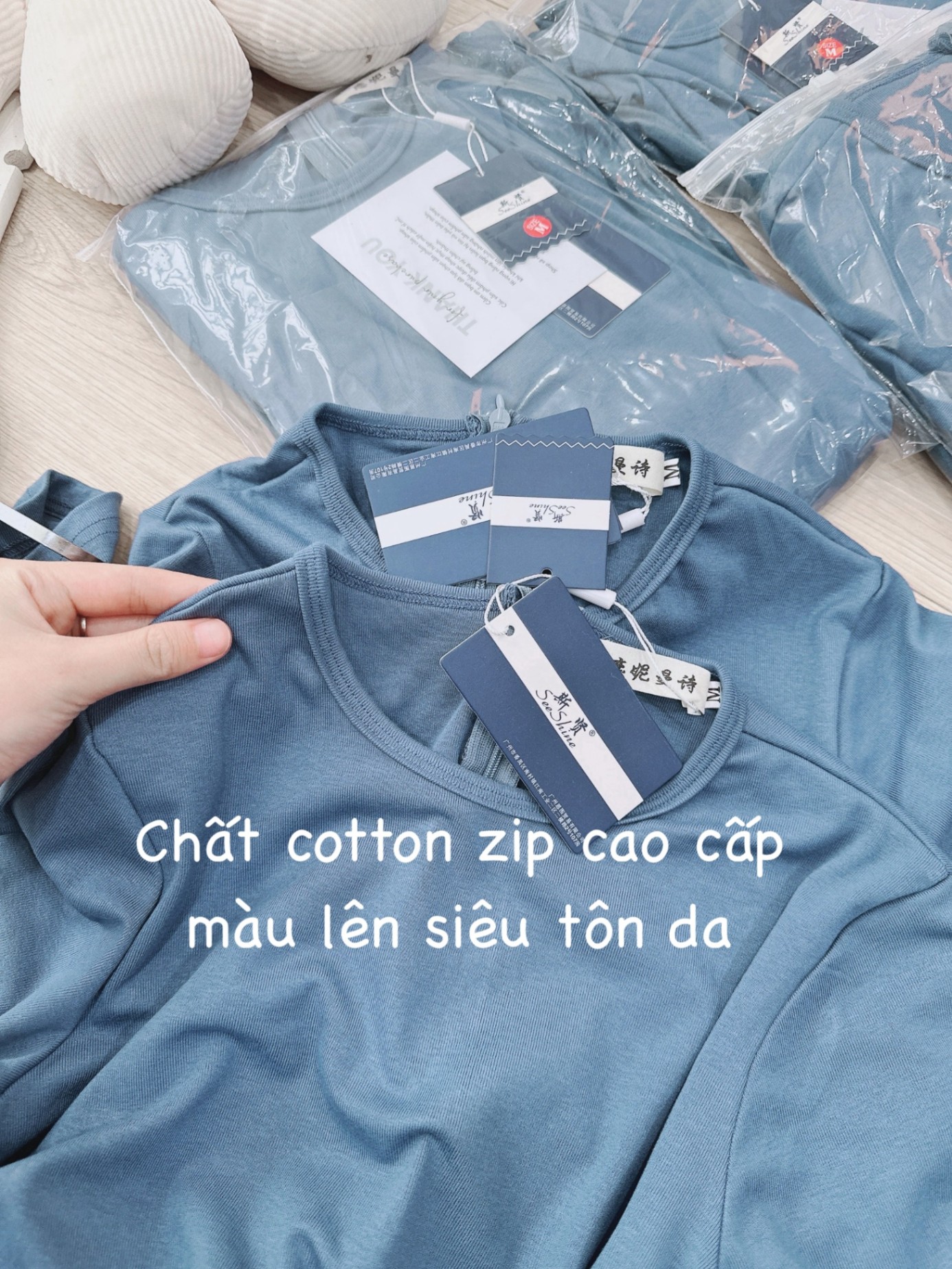 Váy Díp Xanh Phối Jeans Giấy