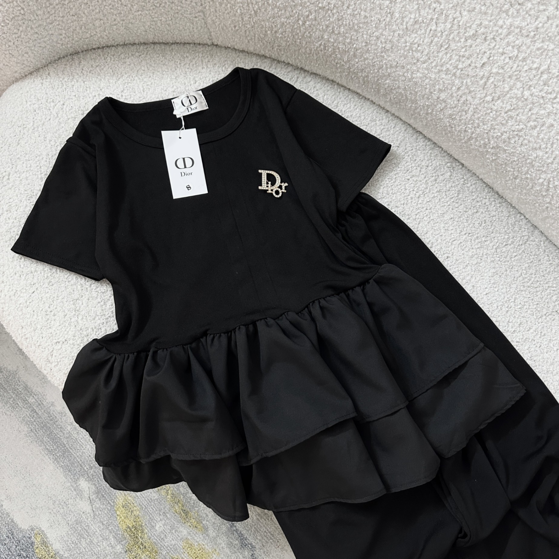 Bộ Quần Suông Áo Babydoll Phối Tơ