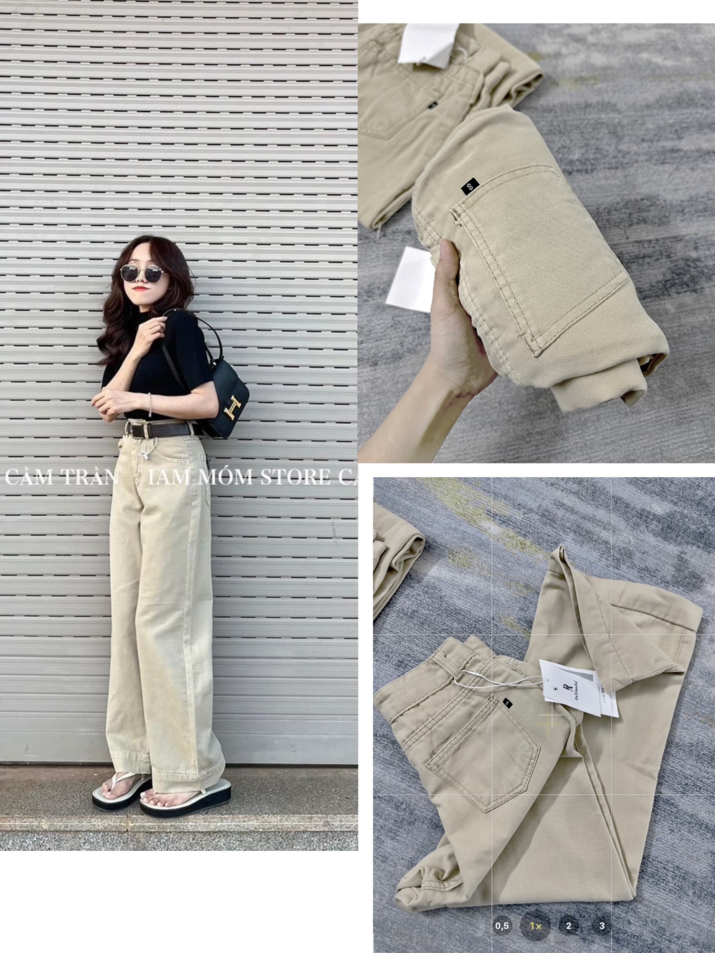 Quần Jeans Suông Be